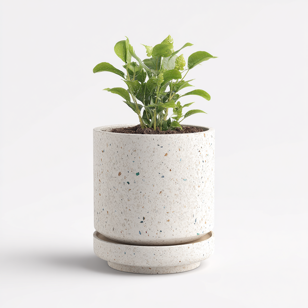 Xevon™ Terrazzo Self-Watering Planter - Modern Concrete Indoor Pot with Water Level Indicator