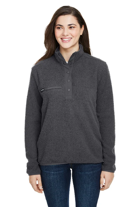 Dri Duck Womens Cypress Anti Static Sherpa Fleece 1/4 Snap Sweatshirt w/ Pocket - Charcoal Grey