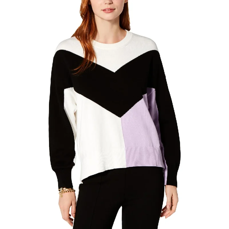 Womens Cotton Colorblock Pullover Sweater