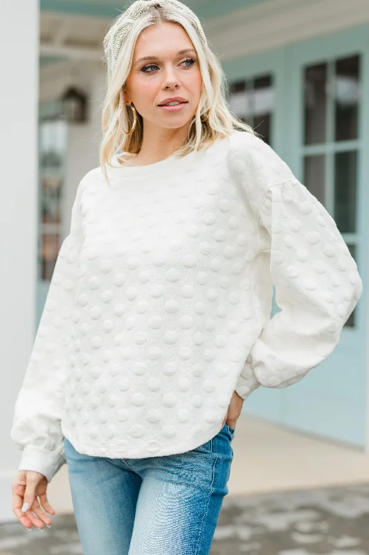 Don't Miss This Cream White Polka Dot Sweater