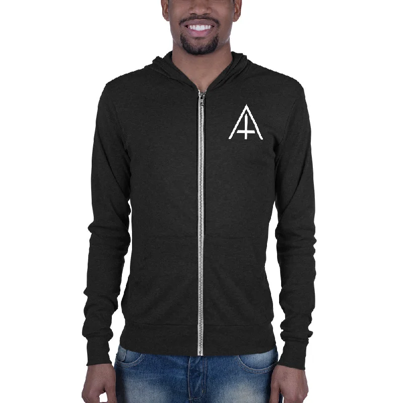 Hoodie : Unisex Zip-Up Lightweight - Adroit Theory Name Metal Logo