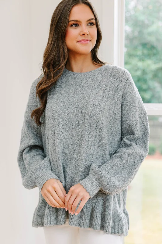 Easy Decisions Heather Gray Ruffled Sweater