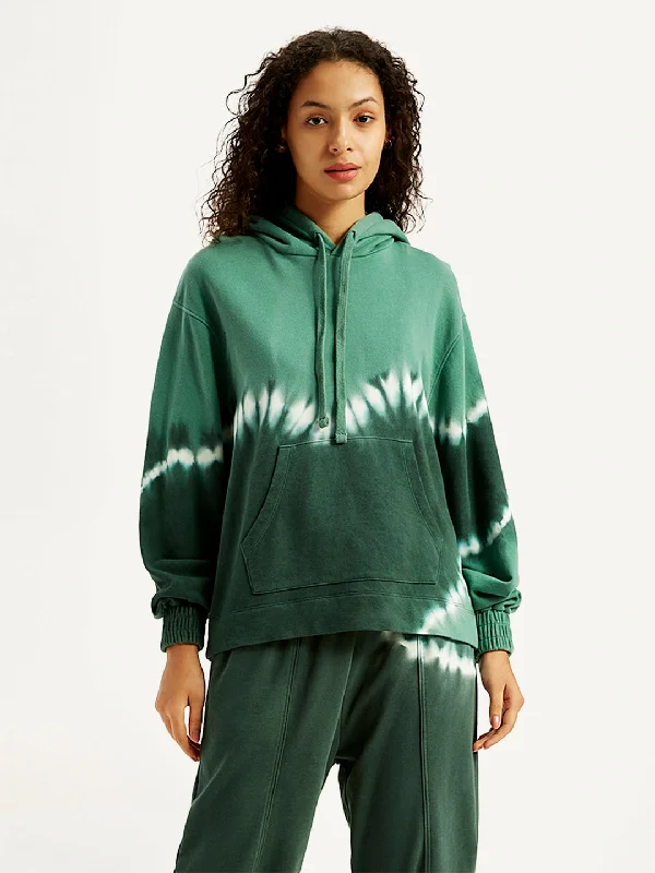 Women's Tie-Dye Green Hooded Sweatshirt