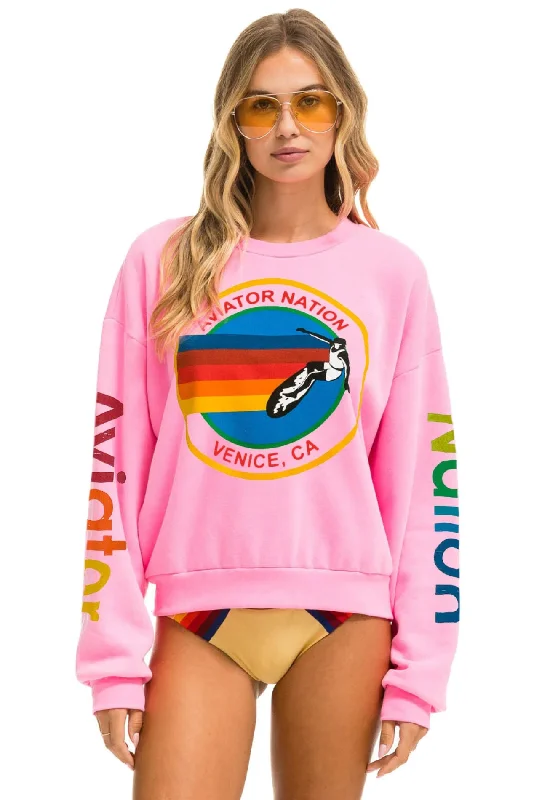 AVIATOR NATION RELAXED CREW UNISEX SWEATSHIRT - NEON PINK