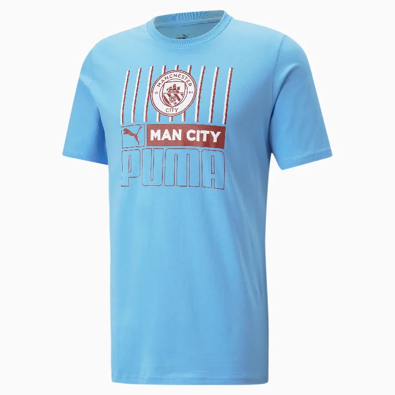 PUMA MANCHESTER CITY F.C FTBL CORE TEE-LIGHT BLUE/INTENSE RED