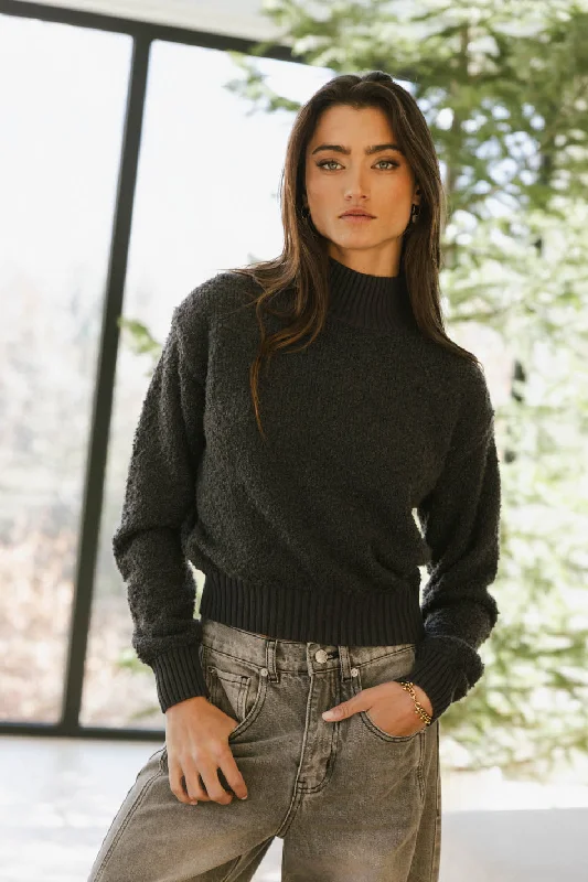 Eloise Mock Neck Sweater in Charcoal