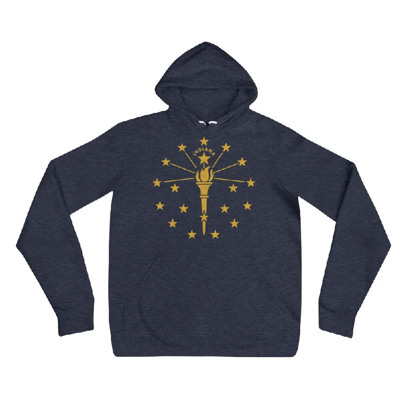 Indiana State Flag Heather Navy Vintage Ultrasoft Unisex Hoodie