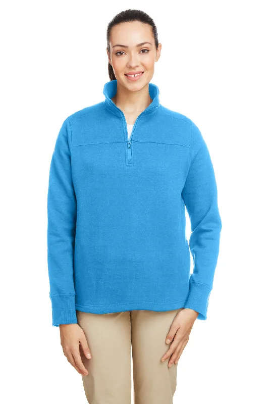 Nautica Womens Anchor Fleece 1/4 Zip Sweatshirt - Azure Blue