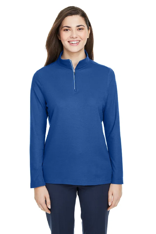 Core 365 Womens Fusion ChromaSoft Performance Moisture Wicking Pique 1/4 Zip Sweatshirt - True Royal Blue