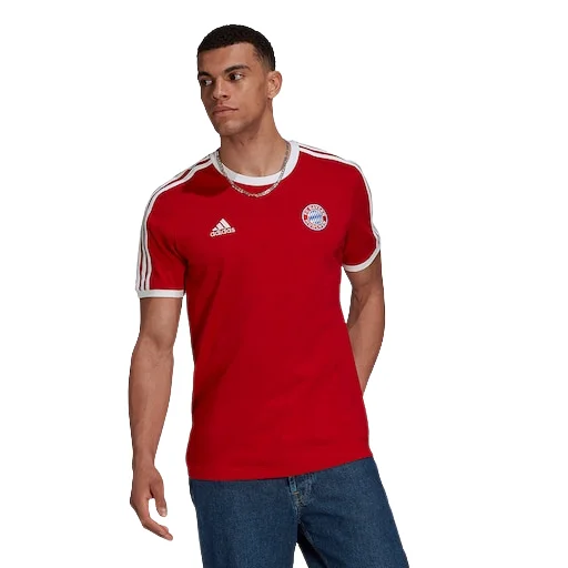 ADIDAS FC BAYERN 3-STRIPES TEE-RED/WHITE