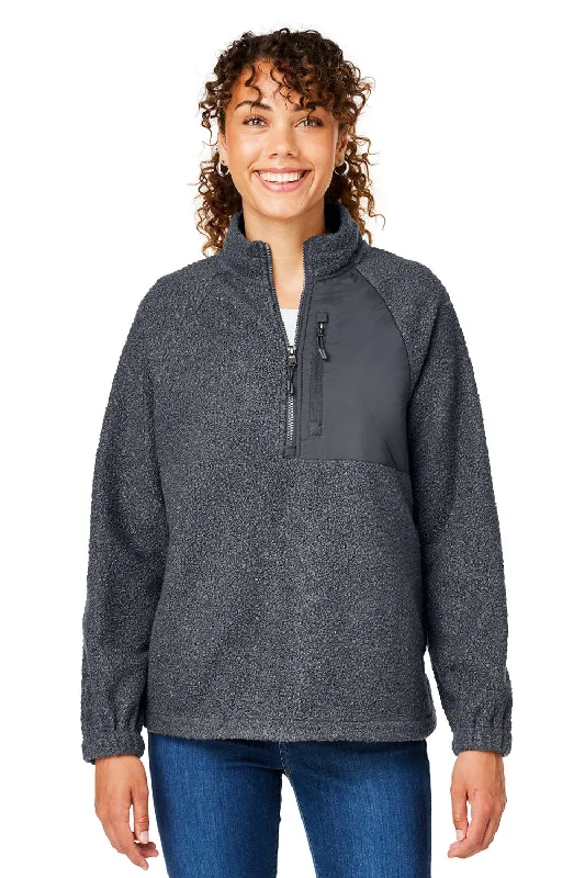 North End Womens Aura Sweater Fleece 1/4 Zip Sweatshirt w/ Pockets - Carbon Grey