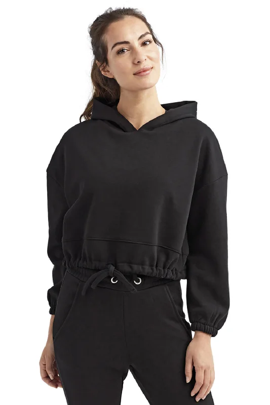 TriDri Womens Maria Cropped Hooded Sweatshirt Hoodie - Black