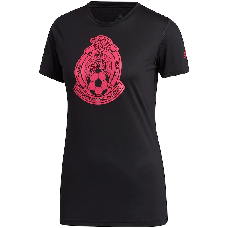 Adidas Women's Mexico National Team Crest Amplifier T-Shirt-Black/Pink