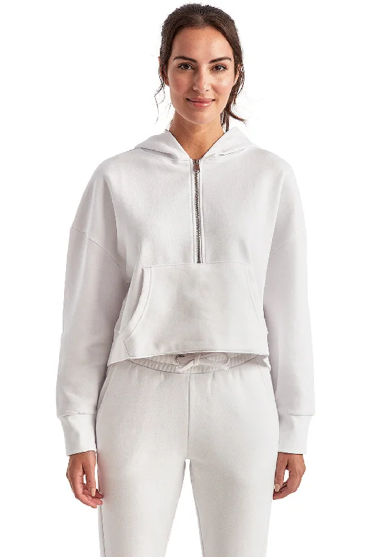 TriDri Womens Alice 1/4 Zip Hooded Sweatshirt Hoodie w/ Pouch Pocket - White