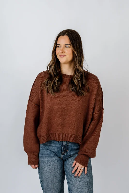 Daphne Cropped Sweater | Espresso