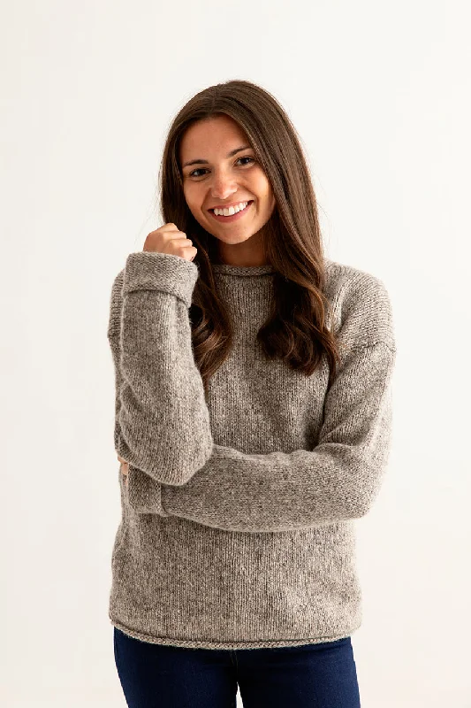 Womens Chunky cuffed jumper - natural pebble