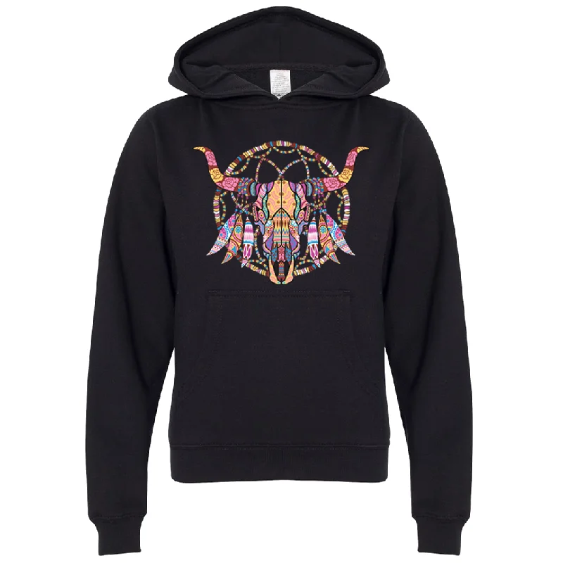 Cow Skull Mosaic Premium Youth Sweatshirt Hoodie