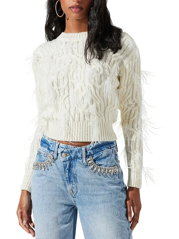 Womens Knit Feathers Pullover Sweater