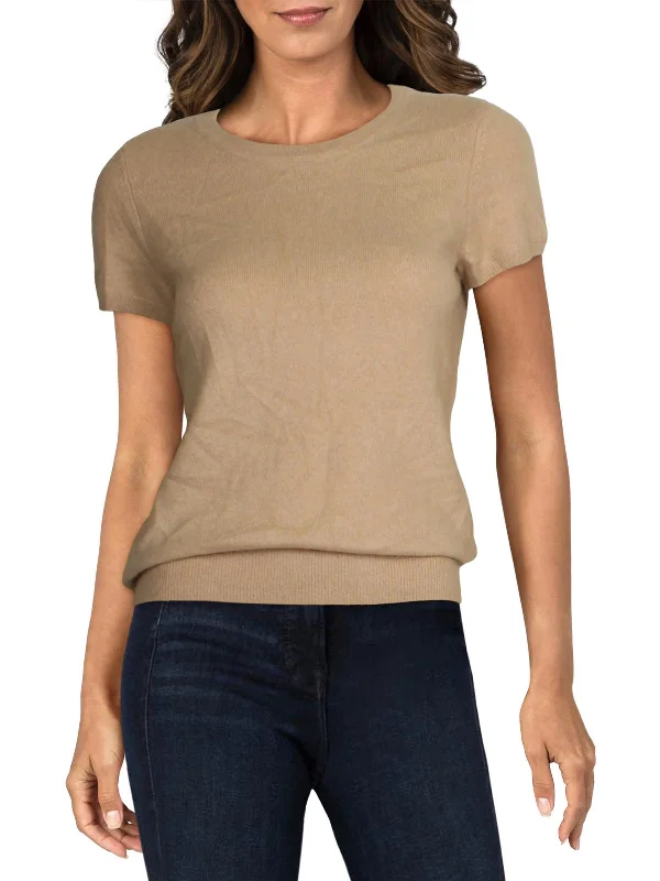 Womens Cashmere Short Sleeves Pullover Sweater