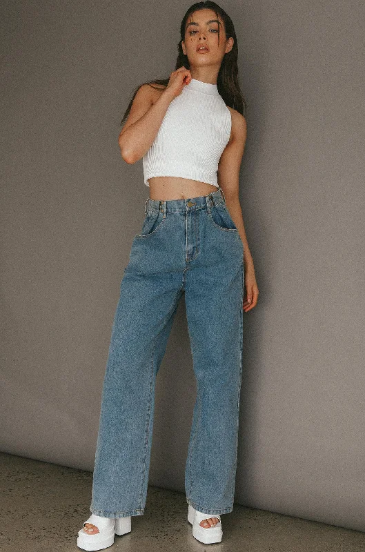 Spring Fashion No Coincidence Wide Leg Jeans Denim Blue