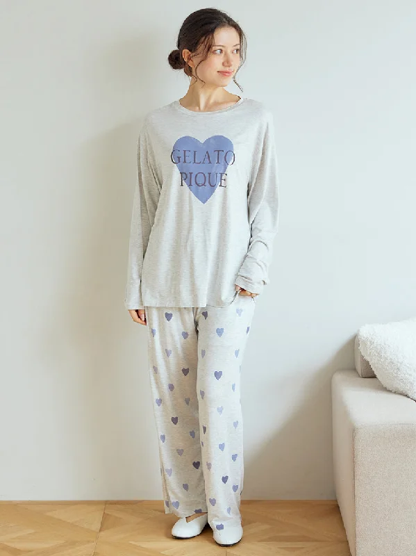 British Style Heart Motif Pants