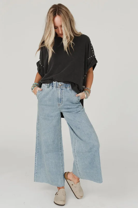 Fashion Wear Simply You Wide Leg Jeans - Washed Denim