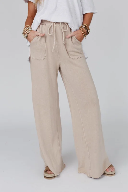 Celebrity Must-have Relaxing Robin Wide Leg Pant - New Taupe