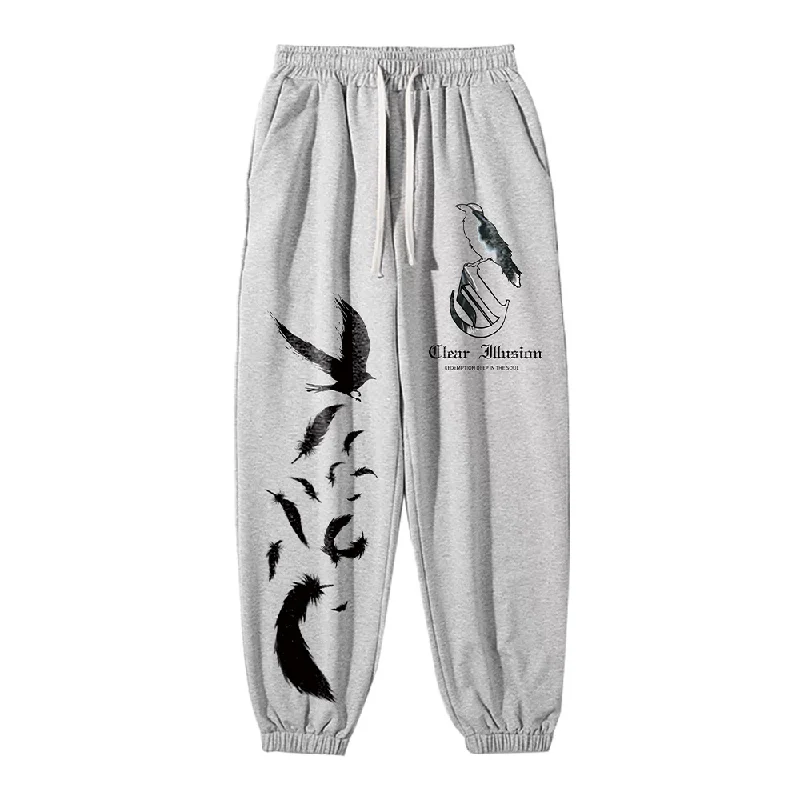 High Street Style CI | Casual Bird Print Sweatpants