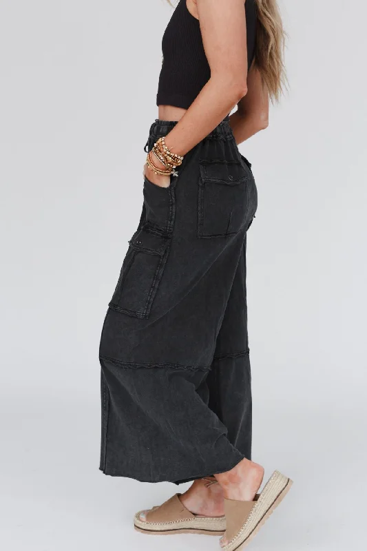 Boutique Recommendation Game On Cargo Wide Leg Pant - Black
