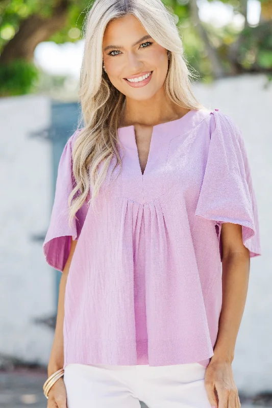 Classic Comfort Just A Theory Lavender Purple Cotton Blouse
