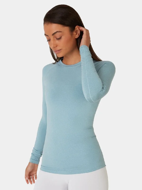 Minimalism SuperThermal Long Sleeve Compression Base Layer Crew Neck Top for Women With Brushed Inner Fabric