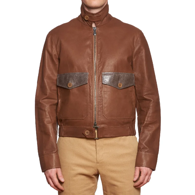 BOTTEGA VENETA Brown Leather Flight Jacket EU 50 US M