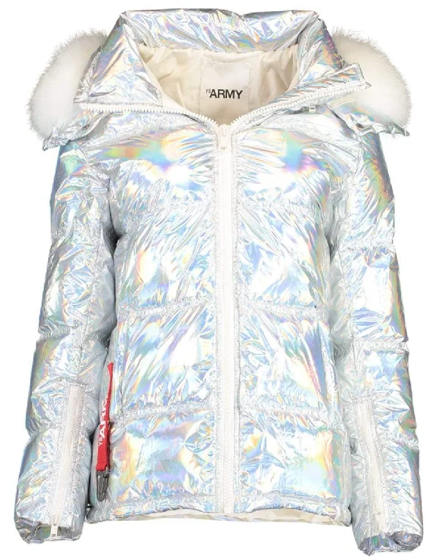 Fur Trim Holographic Jacket