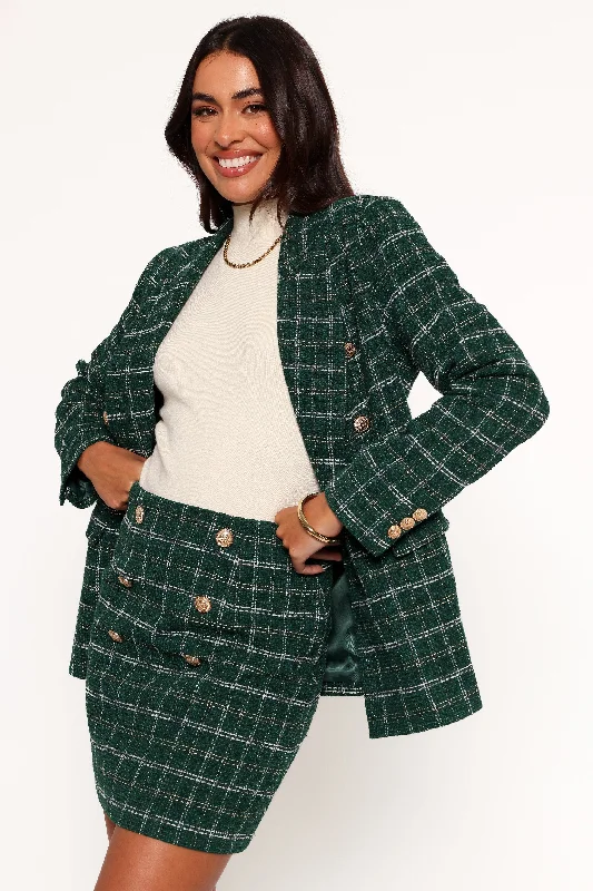 Jules Twill Plaid Blazer - Green