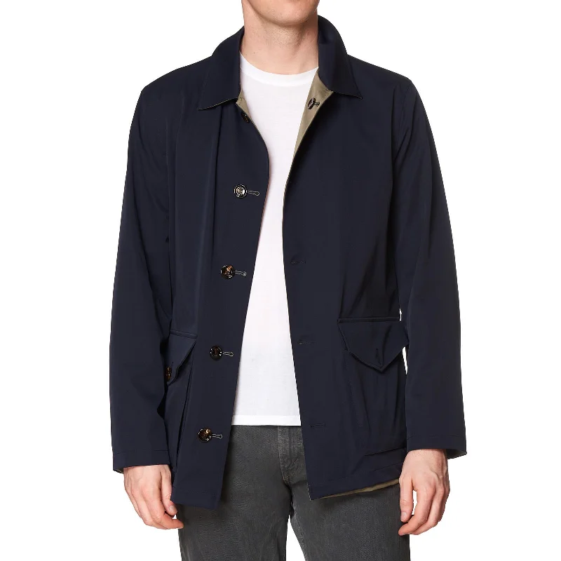 KITON KIRED "Bart2" Navy Blue-Olive Reversible Rain Field Jacket Blouson