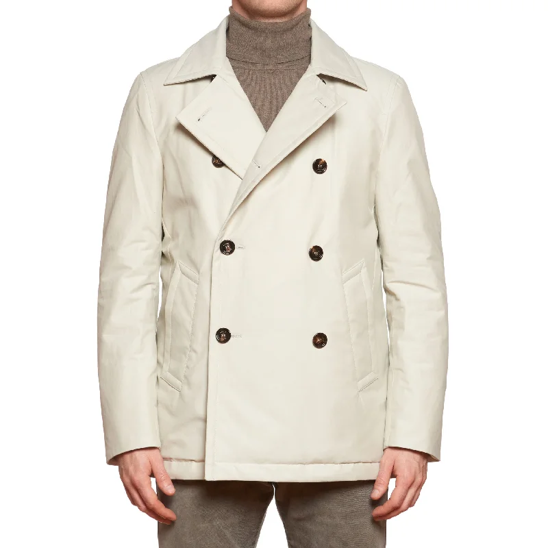 KITON KIRED "Oglio" Primaloft Off-White Padded DB Pea Coat Jacket