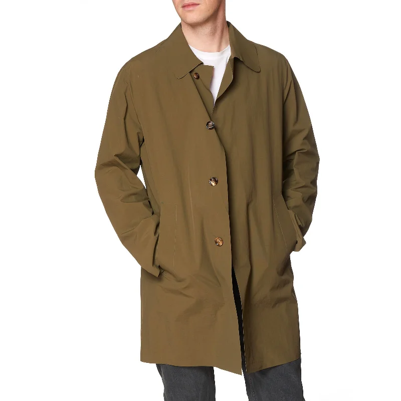 KITON KIRED "Pablo" Olive Laser Cut Technical Rain Jacket Trench Coat