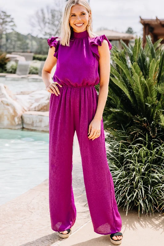 Get Together Magenta Purple Ruffle Jumpsuit