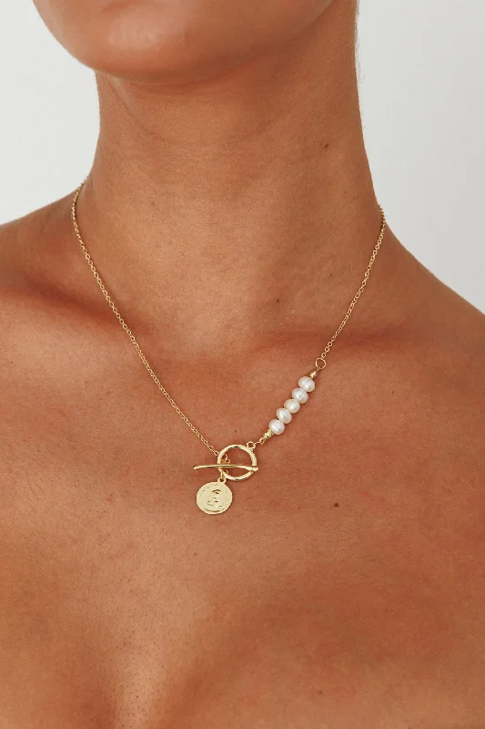 Meliza Pearl & Coin Necklace Gold