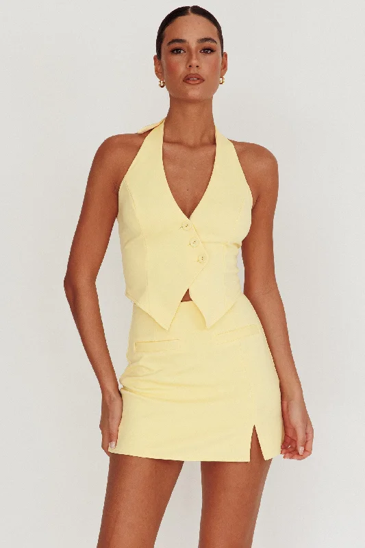 Tammi Fitted A-Line Mini Skirt Lemon