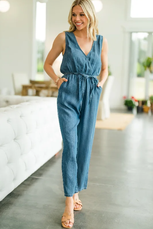 Think It Through Blue Chambray Jumpsuit