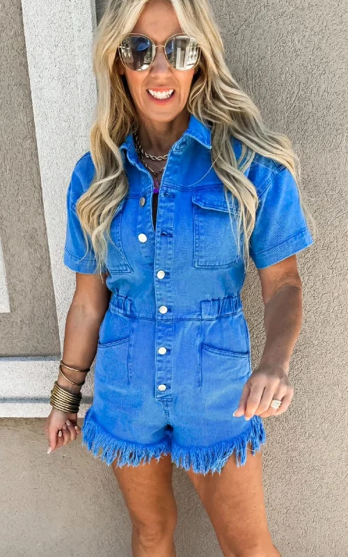 Rodeo Girl Washed Denim Romper