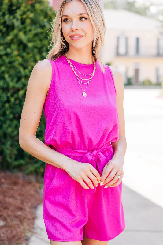 You Better Believe It Fuchsia Pink Romper