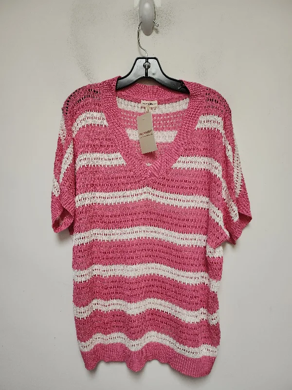 Top Short Sleeve By Ee Some In Striped Pattern, Size: L