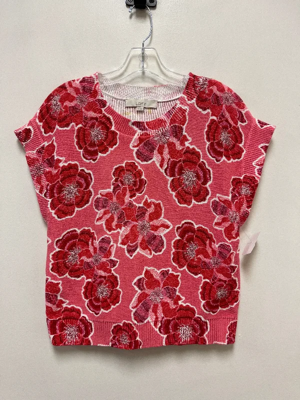 Top Short Sleeve By Loft In Pink & Red, Size: Xs