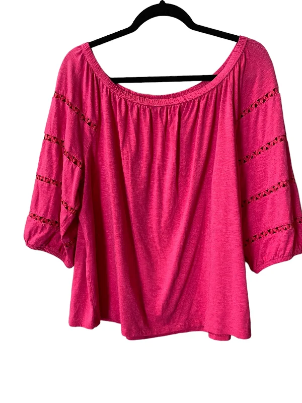 Top Short Sleeve By Talbots In Pink, Size: Xxl