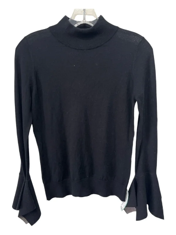 Autumn Cashmere Size XS Black Cashmere High Neck Long Sleeve Thin Knit Top