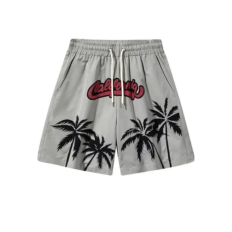 California Palm Tree Print Casual Shorts