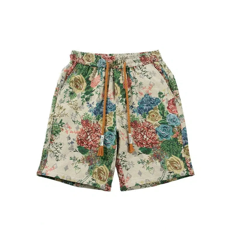 Floral Patterned Casual Drawstring Shorts