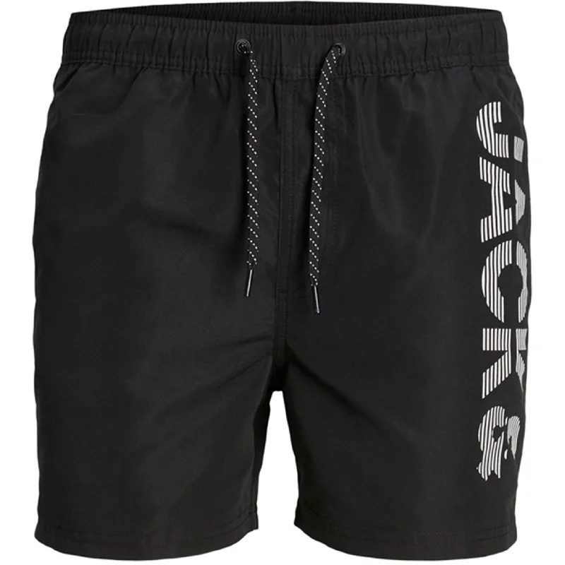 Jack & Jones Junior Black Fiji Swim Trunks Spice Logo